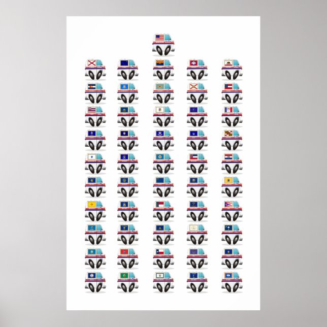 Póster Caminhões de Correio dos Estados Unidos (Frente)