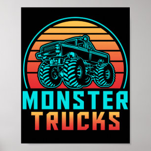 Poster Caminhões Monstros Retro Vintage