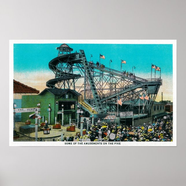 Póster Caminhos de diversão no Pike, Long Beach (Frente)