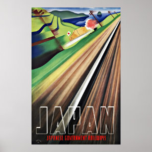 Poster Caminhos de ferro do Japão viagens vintage