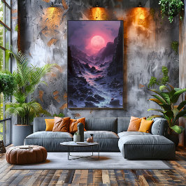 Póster Camino de la Luna Alienígena: Paisaje Surrealista