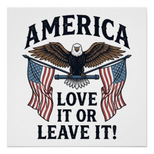 Póster Camisa Águia Patriótica América Ame-a Ou Deixe-a_