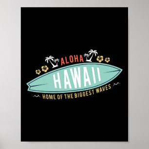 Poster Camisa Aloha Havaí Surfando Presente de Meninos de