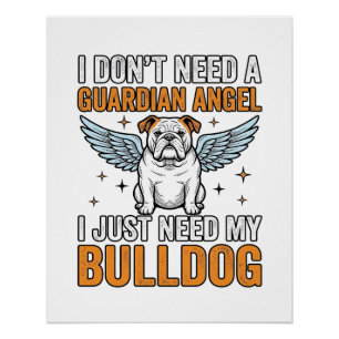 Póster Camisa Anjo da Guarda Bulldog Amante de Cães Vinta