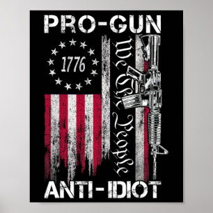 Poster Camisa Anti Idiota Pro Arma Bandeira Vintage EUA 2