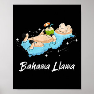 Poster Camisa Bahama Llama Funny Alpaca férias na praia