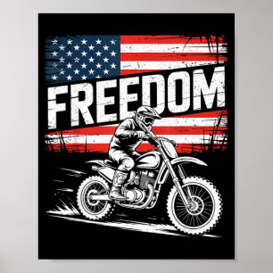 Poster Camisa Bandeira Americana Moto Motocross