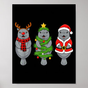 Poster Camisa Bonita de Manatim de Natal, Manatim de Féri