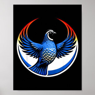 Poster Camisa California Quail Asas Acima Emblema Círculo