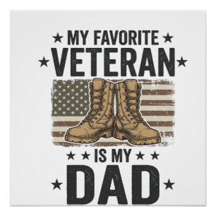 Póster Camisa Camuflada Patriótica do Papai Veterano Favo
