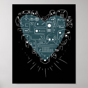 Poster Camisa Cardíaca Do Controlador De Vídeo Para Jogad
