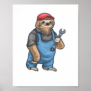 Poster Camisa Clássica Chave de Fenda Mecânico de Preguiç