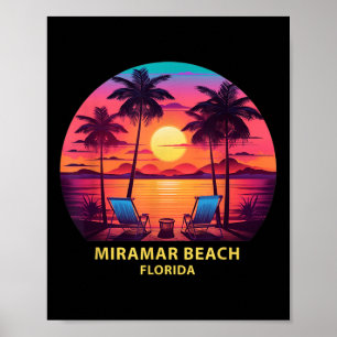 Poster Camisa Colorida da Praia de Miramar na Flórida Pal