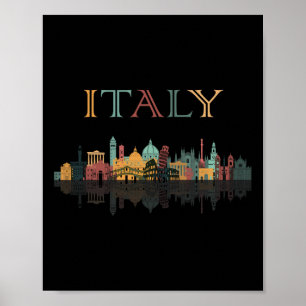 Poster Camisa Colorida de Viagem pela Família Itália Euro