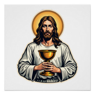 Póster Camisa com Crista do Cálice de Jesus com Gravação 