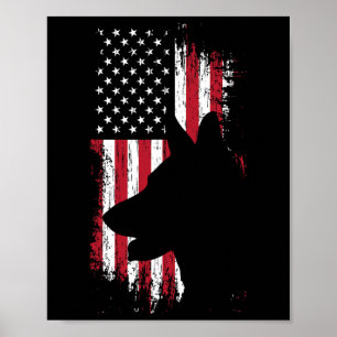Poster Camisa da Bandeira Americana Pastor Alemão Usa Pat