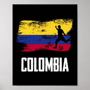 Poster Camisa da Bandeira da Colômbia Time de Futebol Col