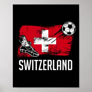 Poster Camisa da Bandeira da Suíça Time de Futebol Suíço