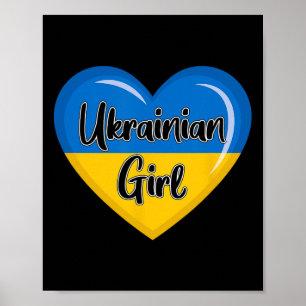 Poster Camisa da Bandeira da Ucrânia para Mulheres Menina