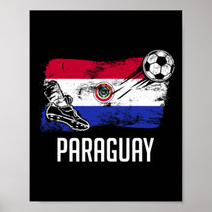 Poster Camisa da Bandeira do Paraguai Time de Futebol Par