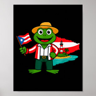 Poster Camisa da Bandeira do Sapo Coqui de Porto Rico Par