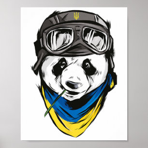 Poster Camisa da Bandeira Ucraniana Panda Ucrânia Present