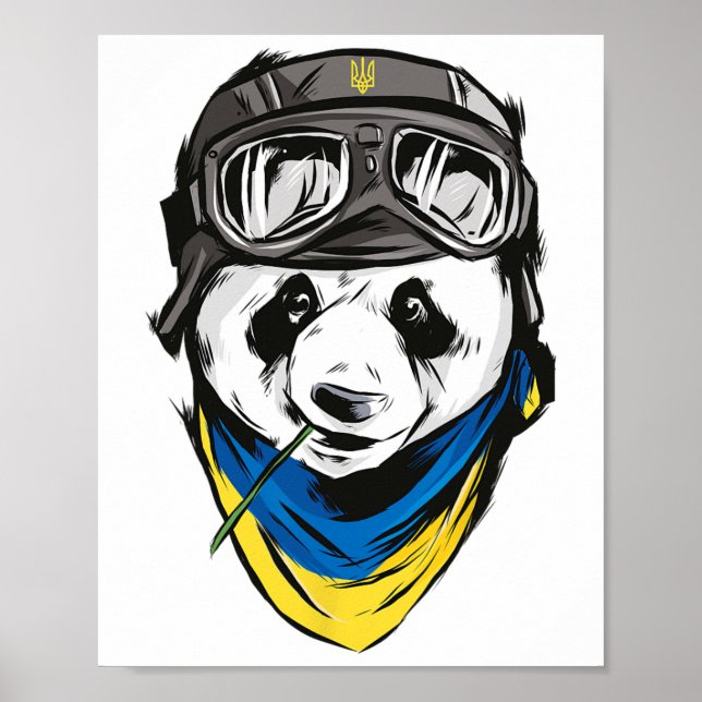 Poster Camisa da Bandeira Ucraniana Panda Ucrânia Present (Frente)