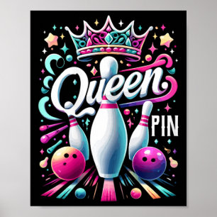 Poster Camisa da Rainha Pin Bowl League Para Boliche