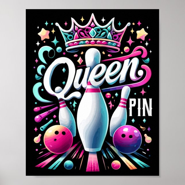Poster Camisa da Rainha Pin Bowl League Para Boliche  (Frente)