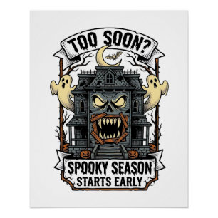 Póster Camisa da Temporada Assustadora Gravura Vintage Ha