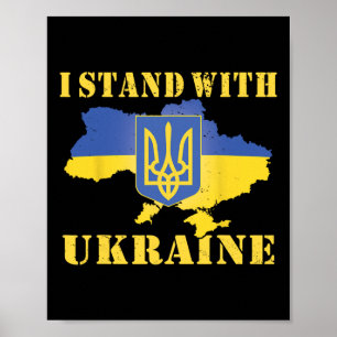 Poster Camisa da Ucrânia Bandeira Ucraniana Mapa Eu Apoio