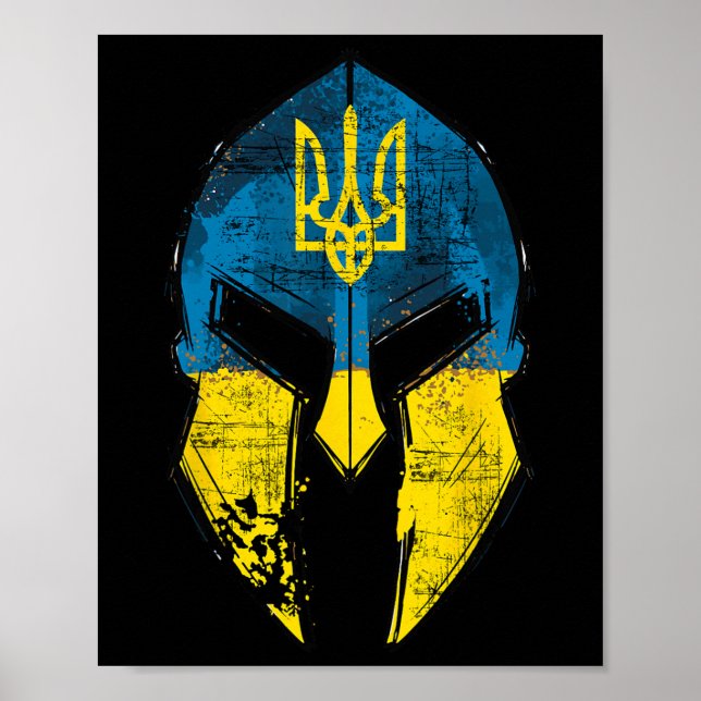 Poster Camisa da Ucrânia Esparta Capacete Brasão da Ucrân (Frente)