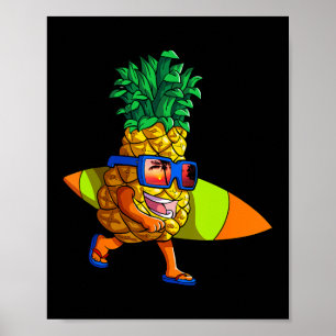 Poster Camisa De Abacaxi Surfando Homens Crianças Férias