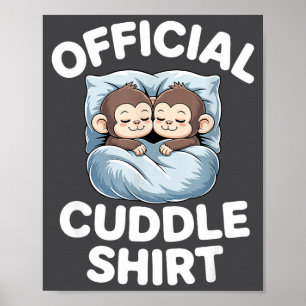 Poster Camisa de Abraço Casal de Macaco Sonolento Fofo