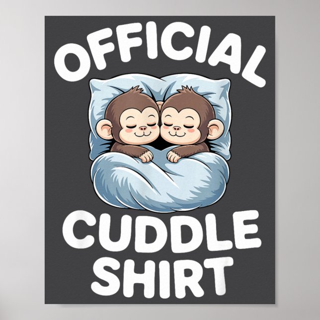 Poster Camisa de Abraço Casal de Macaco Sonolento Fofo (Frente)