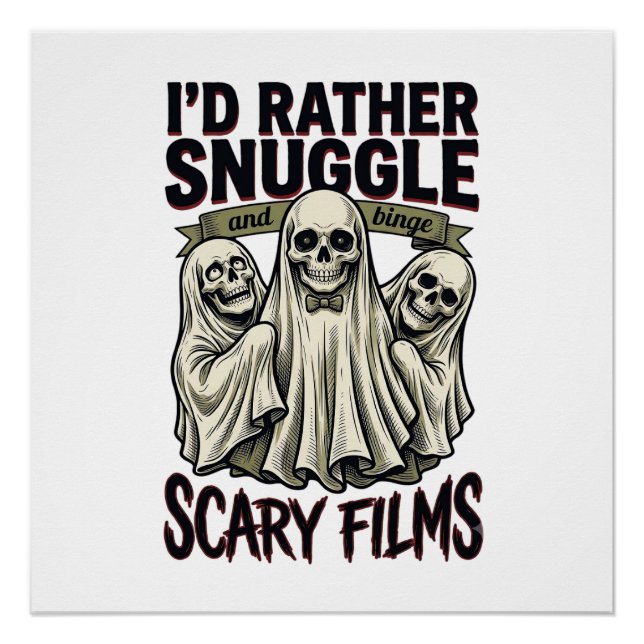 Póster Camisa de Abraço de Terror Filme Noturno de Caveir (Frente)