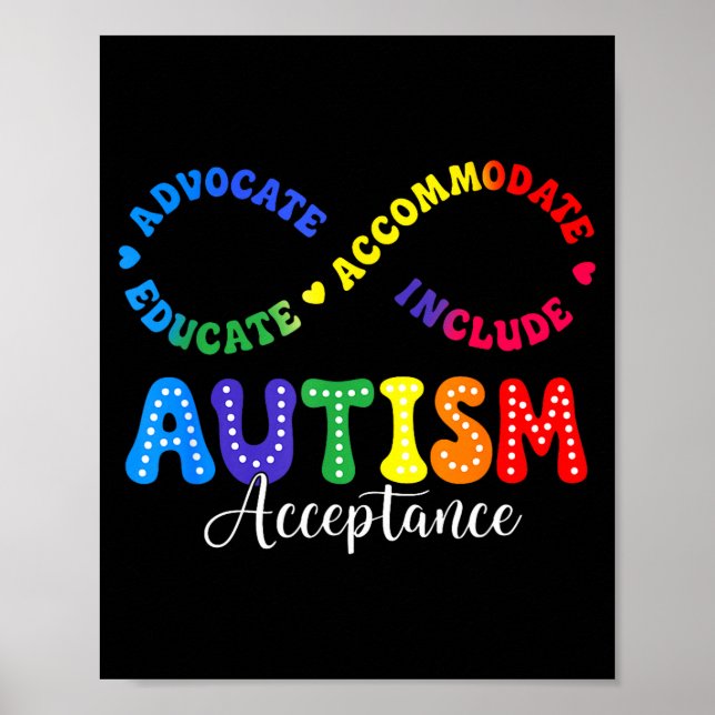 Poster Camisa de Aceitação Conscientização do Autismo Sím (Frente)