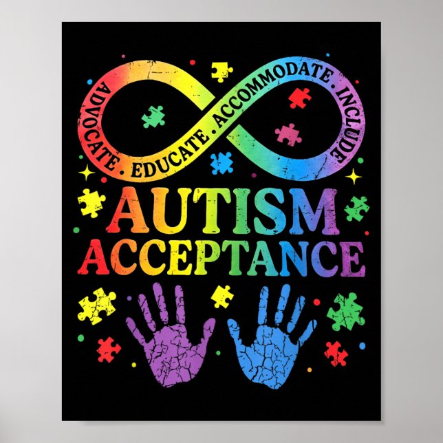 Poster Camisa de Aceitação Conscientização do Autismo Sím (Frente)