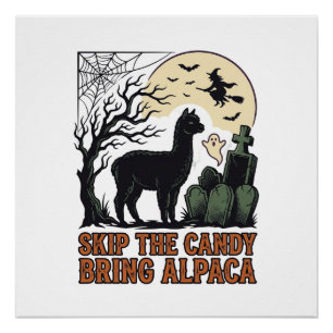 Póster Camisa de Alpaca de Halloween Fofa Assustadora Vin