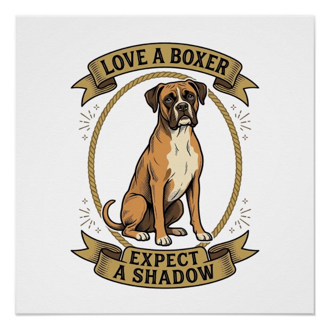 Póster Camisa de Amante de Cachorro Boxer com Gravação Vi (Frente)