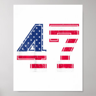 Poster Camisa de Aniversário 47 Bandeira EUA Jersey de Ti