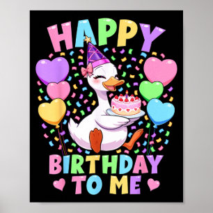 Poster camisa de aniversário da menina gansa boba feliz a