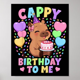 Poster Camisa de Aniversário de Capivara _ Garota Kawaii