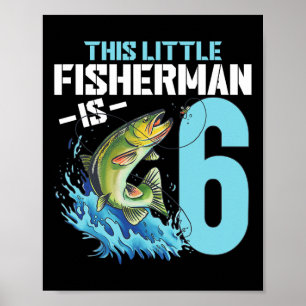 Poster Camisa de aniversário de meninos pescando 6 anos d