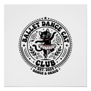 Póster Camisa de Arte de Gato Dançarino de Ballet - Dança