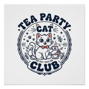 Póster Camisa de Arte do Gato da Festa do Chá - Gato da F
