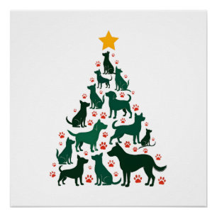 Póster Camisa de árvore de Natal de cachorro - Natal de c