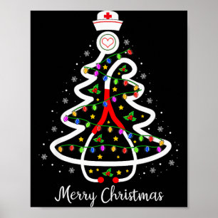 Poster Camisa de árvore de Natal de enfermeira Estetoscóp
