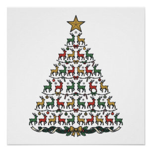 Póster Camisa de árvore de Natal de rena com gravação vin