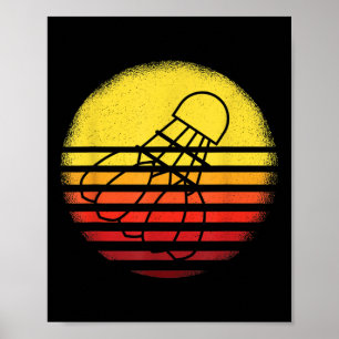 Poster Camisa de Badminton Vintage Pôr do Sol Retro Pla d